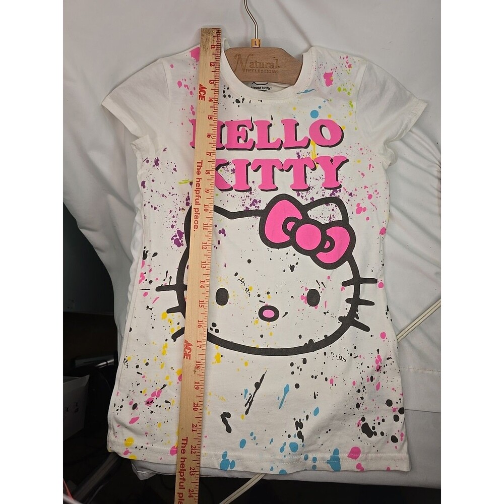 Y2k  Anime Hello Kitty Splatter Paint Large Tshirt 1976-2009,100%cotton